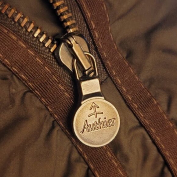 AUTHIER Italy Down Parka Puffer Ski Jacket Fur Trim Gray Green Women US 6 Small - Picture 4 of 12